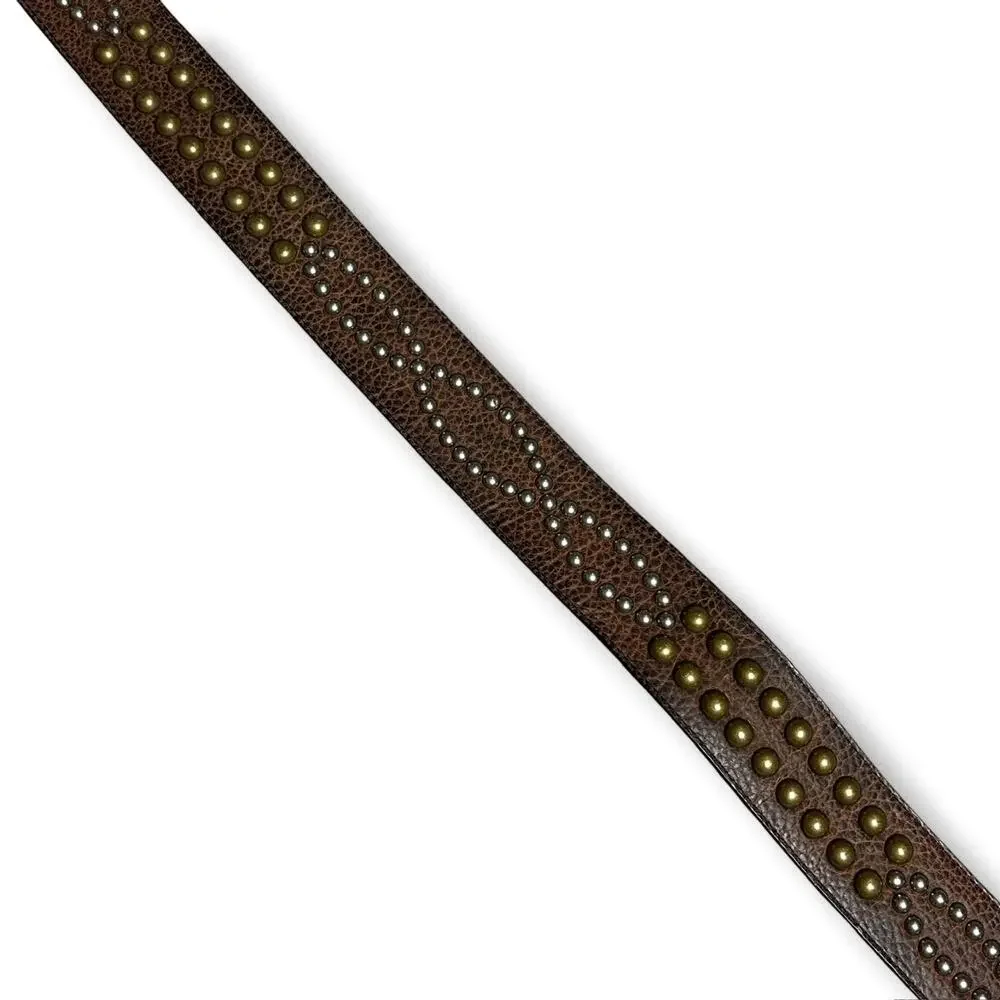 Vintage Y2k Ariat Belt Leather Brass Studded Western Original Master Buckle 34